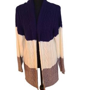 Neiman Marcus Color Block Open Cardigan Sweater Size Small